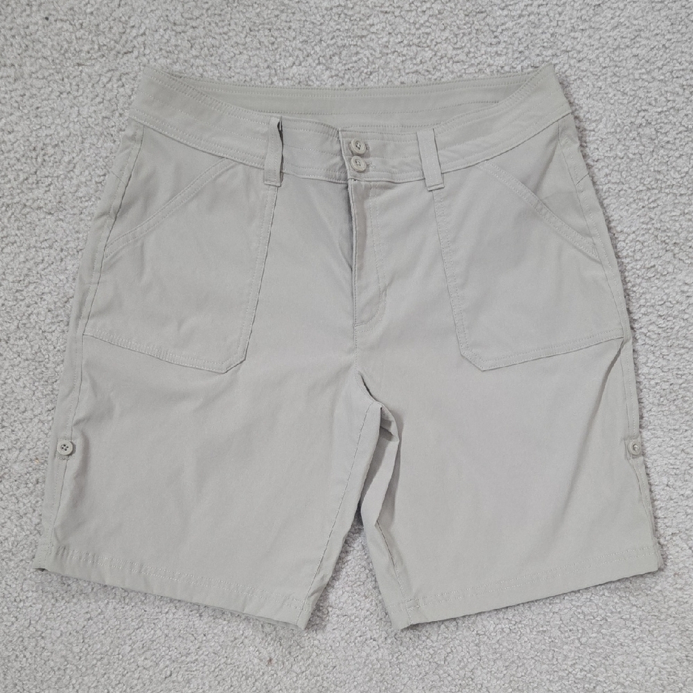 Women's Eddie Bauer Tan Rolled Cuff Bermuda Shorts Lightweight Casual Size 10
